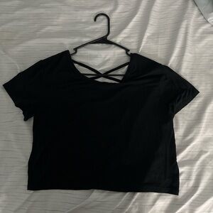 Aerie Black Crisscross Back Crop Top